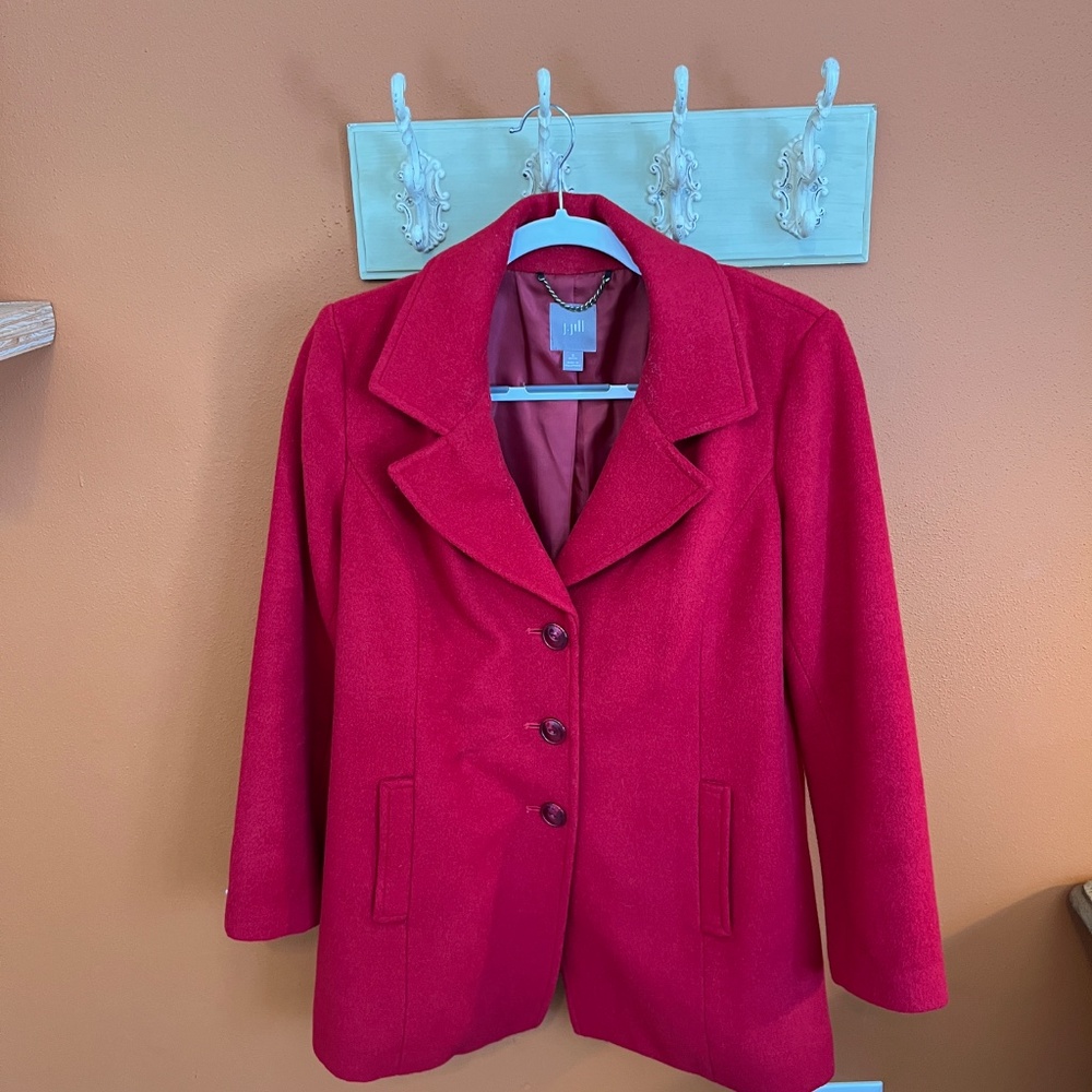 J.Jill Red Wool Peacoat – Classic Tailored Style | Small Petite